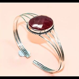 Kashmiri Ruby 925 Bohemian Cuff Bracelet